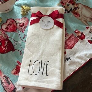 Rae Dunn Kitchen Love towels white black